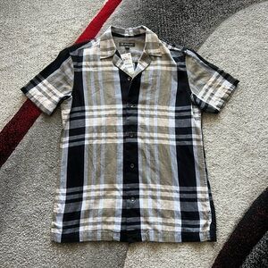 INC International Concepts Sand Linen Button Front Shirt